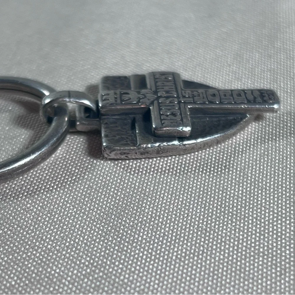 James Avery Two Pieces‎ Fused Fear Not Key Ring w/ Cross Pendant Sterling 925